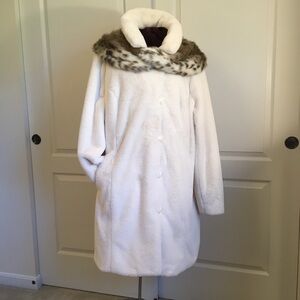Coat, Winter White Faux Fur, Designer